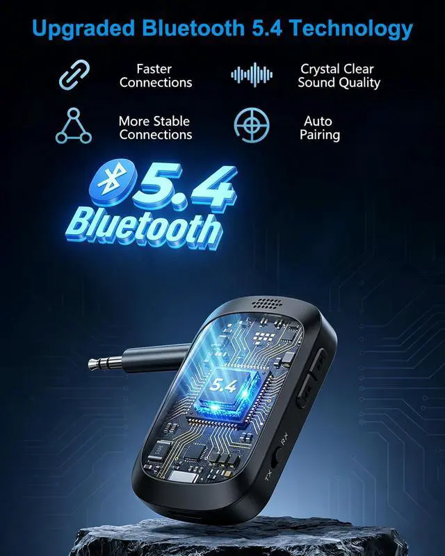 Alt view image 4 of 7 - Bluetooth 5.4 Transmitter Receiver, 2-in-1 Car AUX Adapter
