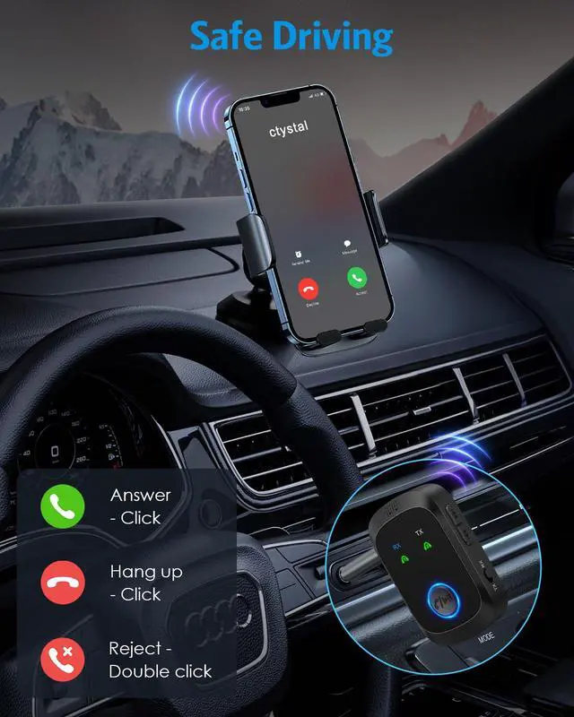 Alt view image 5 of 7 - Bluetooth 5.4 Transmitter Receiver, 2-in-1 Car AUX Adapter