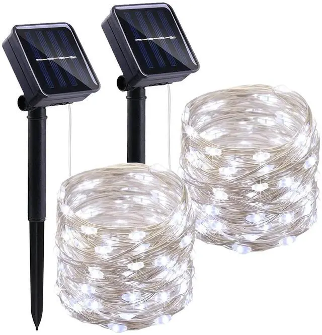 Main image of Solar String Lights Outdoor 2 Pack 33FT 100LED Copper Wire Fairy Light Waterproof Decoration for Wedding Party Terrace Yard Tree Garden Patio Christmas (Cool White)