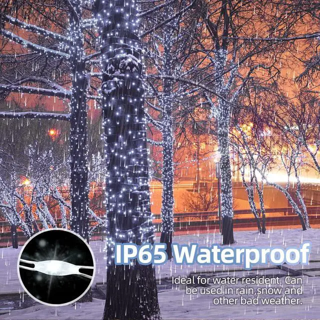 Alt view image 3 of 7 - Solar String Lights Outdoor 2 Pack 33FT 100LED Copper Wire Fairy Light Waterproof Decoration for Wedding Party Terrace Yard Tree Garden Patio Christmas (Cool White)