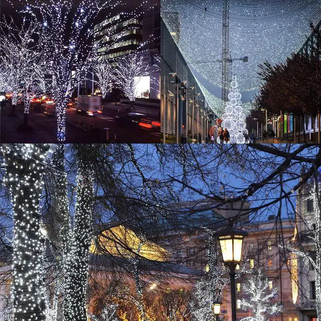 Alt view image 5 of 7 - Solar String Lights Outdoor 2 Pack 33FT 100LED Copper Wire Fairy Light Waterproof Decoration for Wedding Party Terrace Yard Tree Garden Patio Christmas (Cool White)