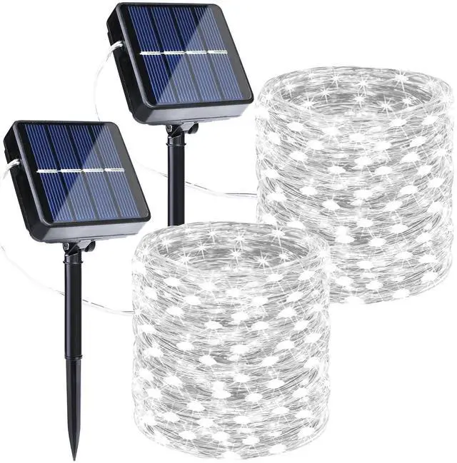 Main image of Solar Fairy Lights, 2-Pack Total 80FT 240LED String Lights, White