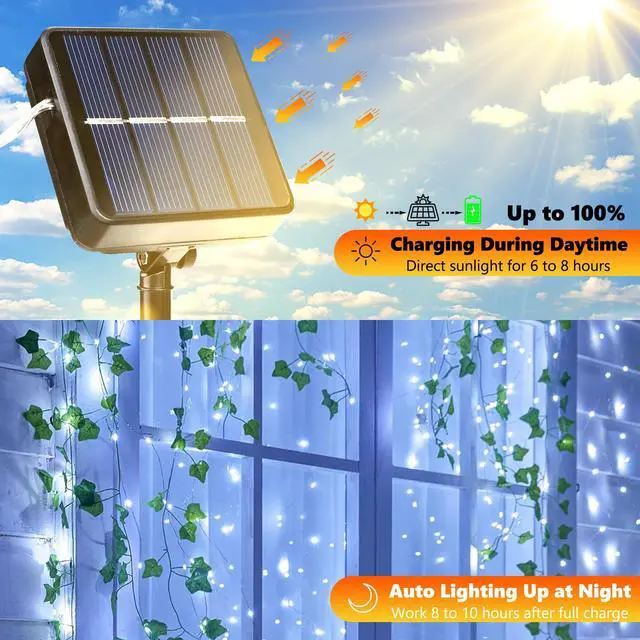 Alt view image 2 of 7 - Solar Fairy Lights, 2-Pack Total 80FT 240LED String Lights, White