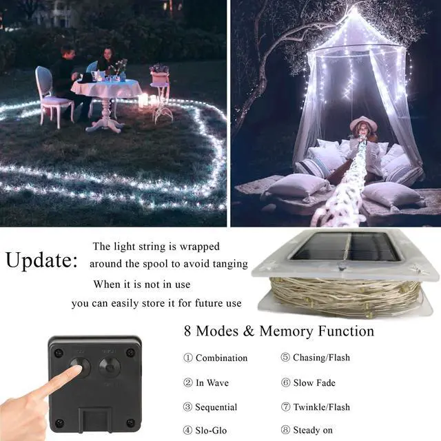 Alt view image 3 of 7 - Solar Fairy Lights, 2-Pack Total 80FT 240LED String Lights, White