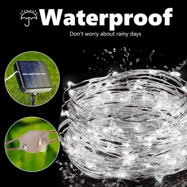 Alt view image 5 of 7 - Solar Fairy Lights, 2-Pack Total 80FT 240LED String Lights, White