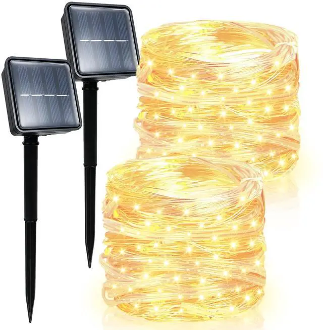 Main image of 2 Pack Solar String Lights Outdoor, Total 80FT 200LED Solar Powered Fairy Lights Outdoor Waterproof 8 Modes, for Patio Garden Holiday Tree Yard Party Wedding, Warm White