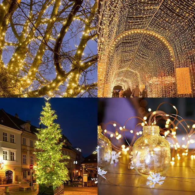 Alt view image 6 of 7 - 2 Pack Solar String Lights Outdoor, Total 80FT 200LED Solar Powered Fairy Lights Outdoor Waterproof 8 Modes, for Patio Garden Holiday Tree Yard Party Wedding, Warm White