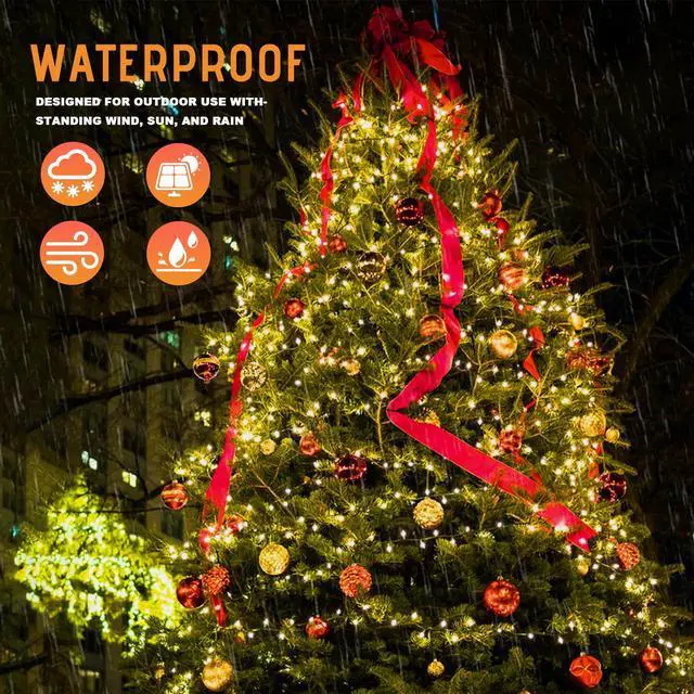 Alt view image 7 of 7 - 2 Pack Solar String Lights Outdoor, Total 80FT 200LED Solar Powered Fairy Lights Outdoor Waterproof 8 Modes, for Patio Garden Holiday Tree Yard Party Wedding, Warm White