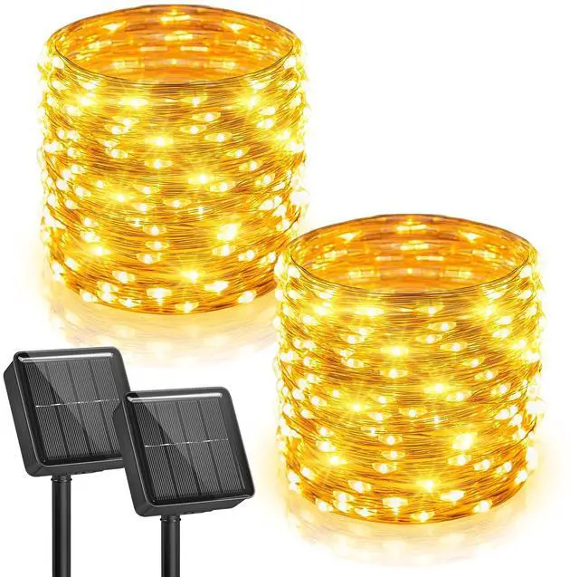 Main image of Solar Fairy Lights, 2 Pack Total 66 FT 200 LED Solar String Lights