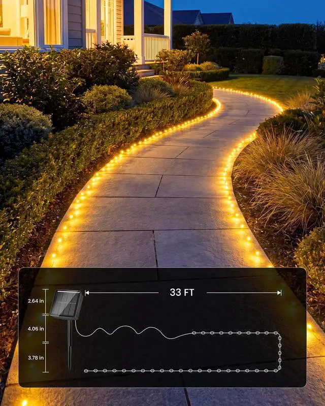 Alt view image 5 of 7 - Solar Fairy Lights, 2 Pack Total 66 FT 200 LED Solar String Lights