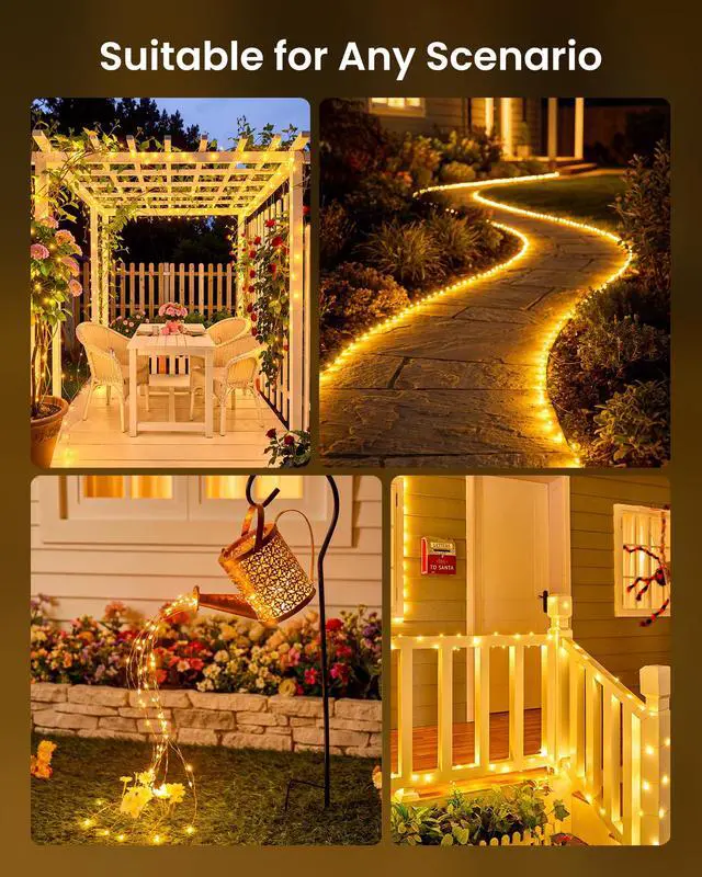 Alt view image 6 of 7 - Solar Fairy Lights, 2 Pack Total 66 FT 200 LED Solar String Lights