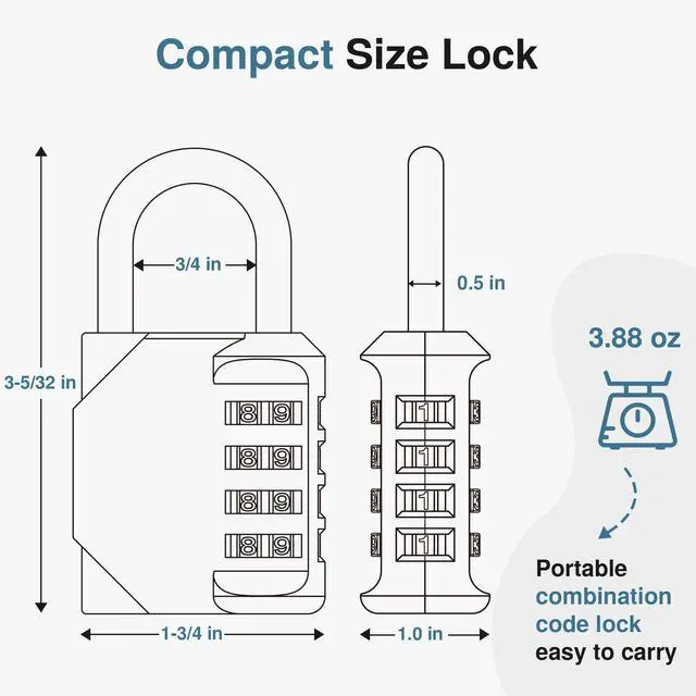 Alt view image 5 of 6 - Combination Lock 2 Pack 4 Digit Waterproof Locker Locks Secure Outdoor Padlock for Gym Lockers, Toolboxes, Gates, Fences, Storage, Sports Locker, Cabinets (Pure Black)
