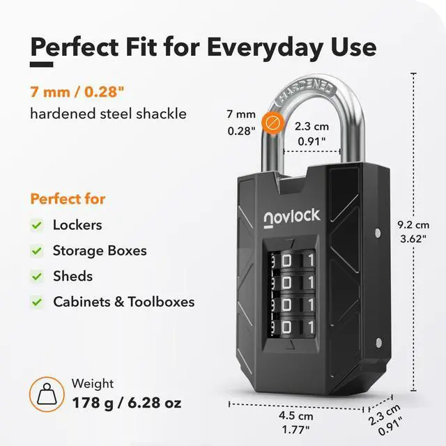 Alt view image 2 of 7 - Gym Locker Lock, Indoor & Outdoor 4-Digit Combination Padlock