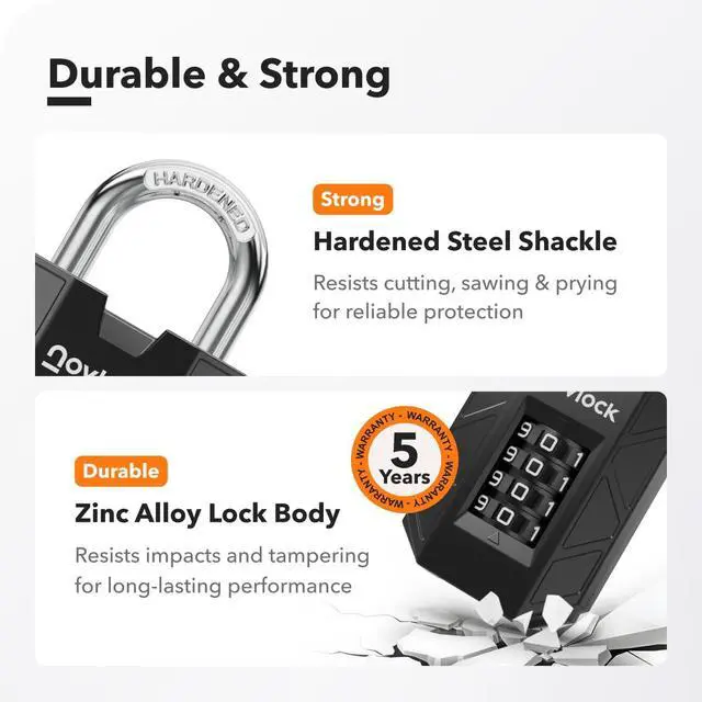 Alt view image 3 of 7 - Gym Locker Lock, Indoor & Outdoor 4-Digit Combination Padlock