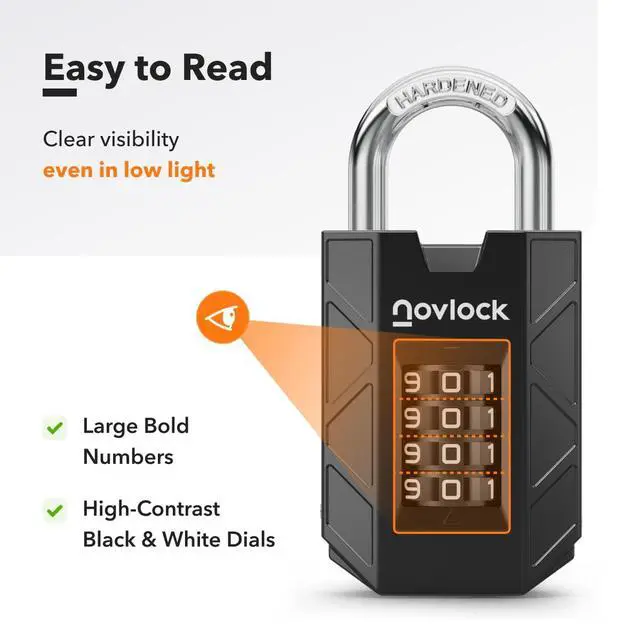 Alt view image 4 of 7 - Gym Locker Lock, Indoor & Outdoor 4-Digit Combination Padlock