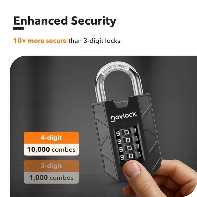 Alt view image 7 of 7 - Gym Locker Lock, Indoor & Outdoor 4-Digit Combination Padlock
