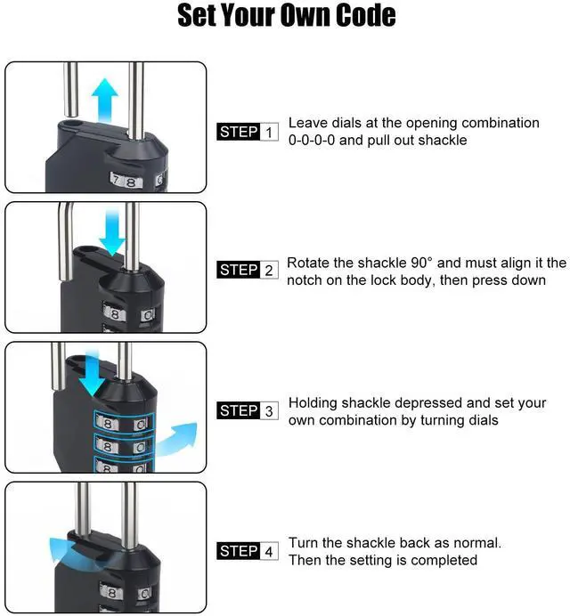 Alt view image 3 of 7 - 4-Digit Combination Lock, Heavy Duty Zinc Alloy Door & Gym Box-2PCS