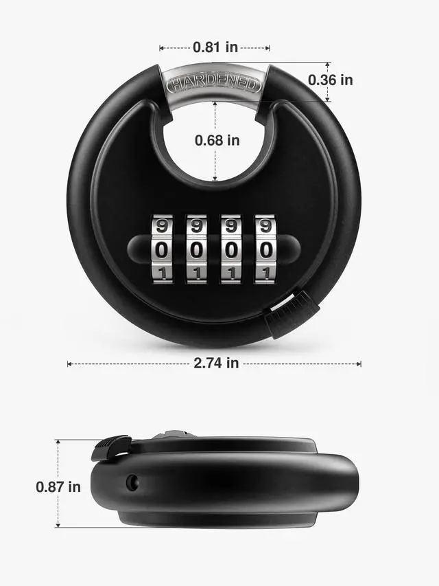 Alt view image 3 of 7 - Combination Lock, 4 Digit Padlock with Hardened Steel Shackle, Keyless Heavy Duty Combo Lock for Outdoor Sheds Fence, Gate Hasps, Storage Unit, School Gym Locker (1 Pack, Black)