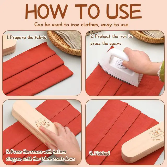 Alt view image 4 of 6 - Tailors Clapper Wooden Clapper for Quilting Clapper Sewing Tool