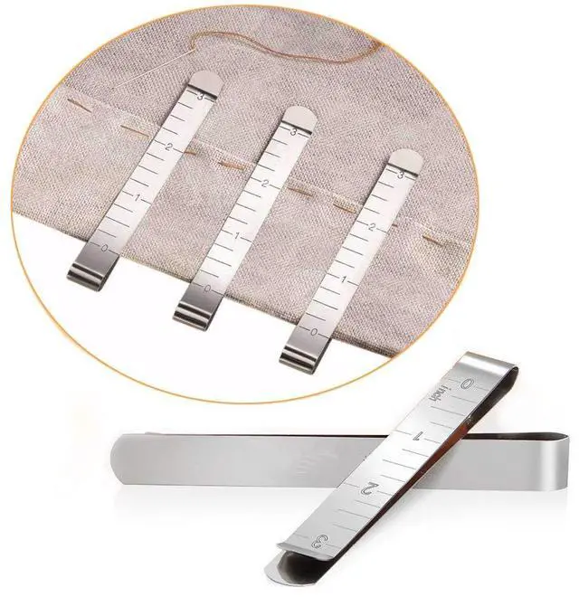 Main image of Set of 20 Stainless Steel Hemming Clips 3 Inches Measurement Ruler