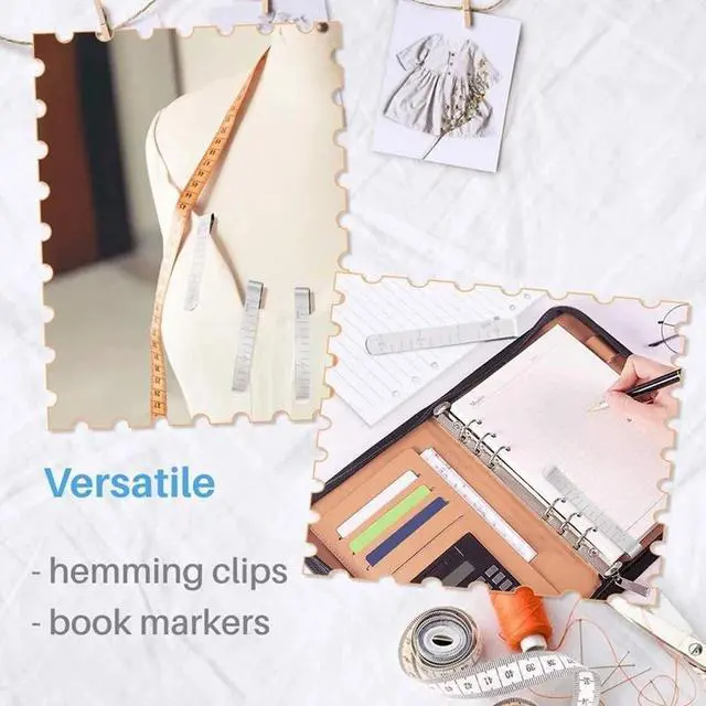 Alt view image 6 of 7 - Set of 20 Stainless Steel Hemming Clips 3 Inches Measurement Ruler