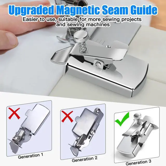 Alt view image 2 of 7 - Upgraded Magnetic Seam Guide for Sewing Machine, Magnetic Seam Guide with Clip, Universal Seam Guide, Hemmer Guide, Multifunctional Hem Guide for Sewing Machine, Sewing Supplie Accessories