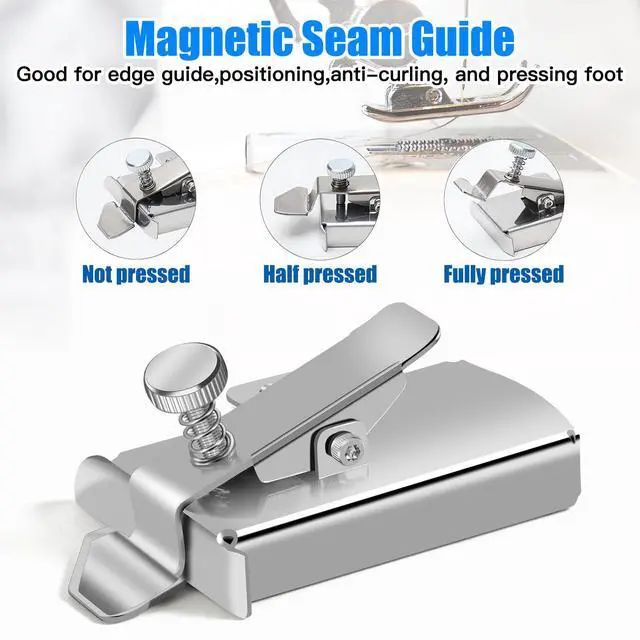 Alt view image 3 of 7 - Upgraded Magnetic Seam Guide for Sewing Machine, Magnetic Seam Guide with Clip, Universal Seam Guide, Hemmer Guide, Multifunctional Hem Guide for Sewing Machine, Sewing Supplie Accessories