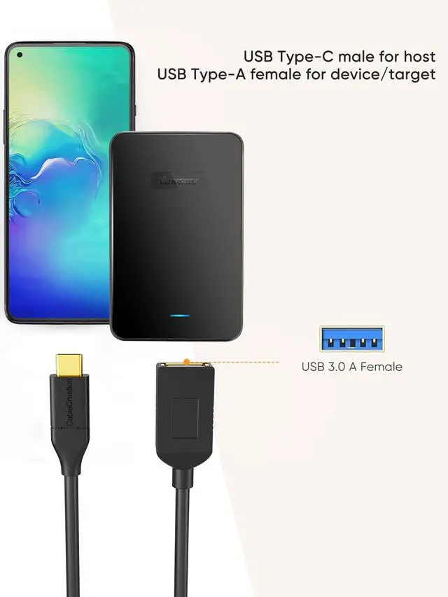 Alt view image 6 of 6 - USB-C to USB 3.0 Female Adapter 0.5FT,TypeC to TypeA OTG Cord