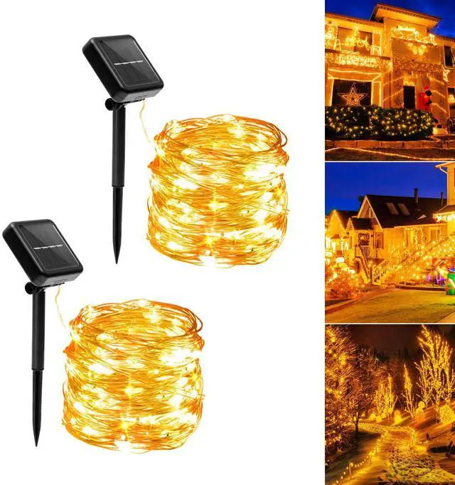 Main image of Extra-Long Solar Fairy Lights Outdoor Waterproof, 2 Pack 112Ft 300LED 8 Modes Solar Powered String Lights, Copper Wire Twinkle Lights for Outside Party Yard Easter Decor(Warm White)
