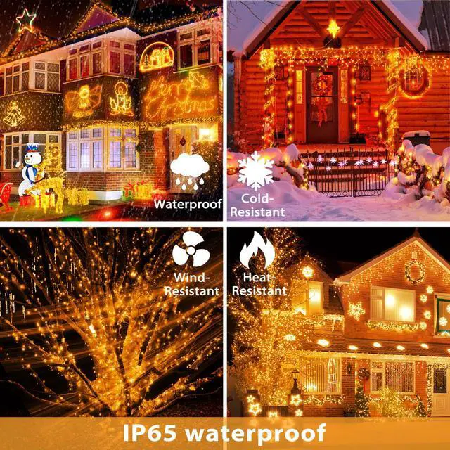 Alt view image 5 of 7 - Extra-Long Solar Fairy Lights Outdoor Waterproof, 2 Pack 112Ft 300LED 8 Modes Solar Powered String Lights, Copper Wire Twinkle Lights for Outside Party Yard Easter Decor(Warm White)