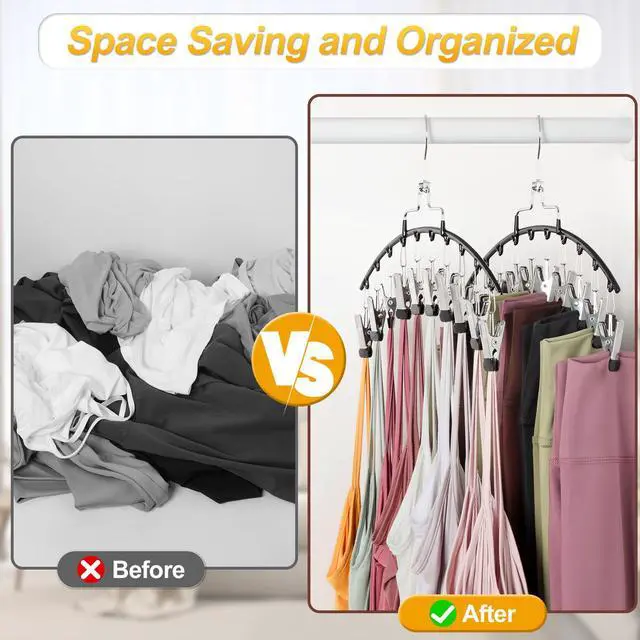 Alt view image 2 of 7 - 2 Pack Leggings Hanger for Closet, 20 Clips 360° Swivel Hook Legging Organizer Space Saving for Leggings Shorts Pants Skirt Jeans Bra Tank top Underwear for Closet CT80B