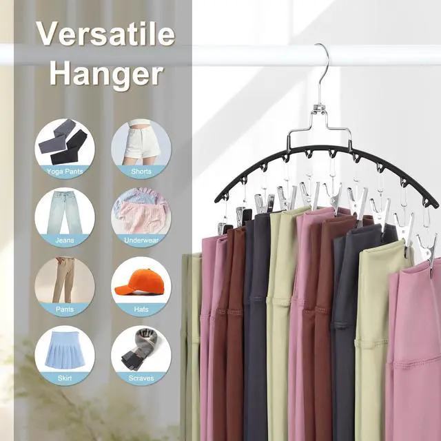 Alt view image 6 of 7 - 2 Pack Leggings Hanger for Closet, 20 Clips 360° Swivel Hook Legging Organizer Space Saving for Leggings Shorts Pants Skirt Jeans Bra Tank top Underwear for Closet CT80B