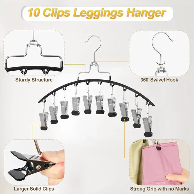 Alt view image 7 of 7 - 2 Pack Leggings Hanger for Closet, 20 Clips 360° Swivel Hook Legging Organizer Space Saving for Leggings Shorts Pants Skirt Jeans Bra Tank top Underwear for Closet CT80B