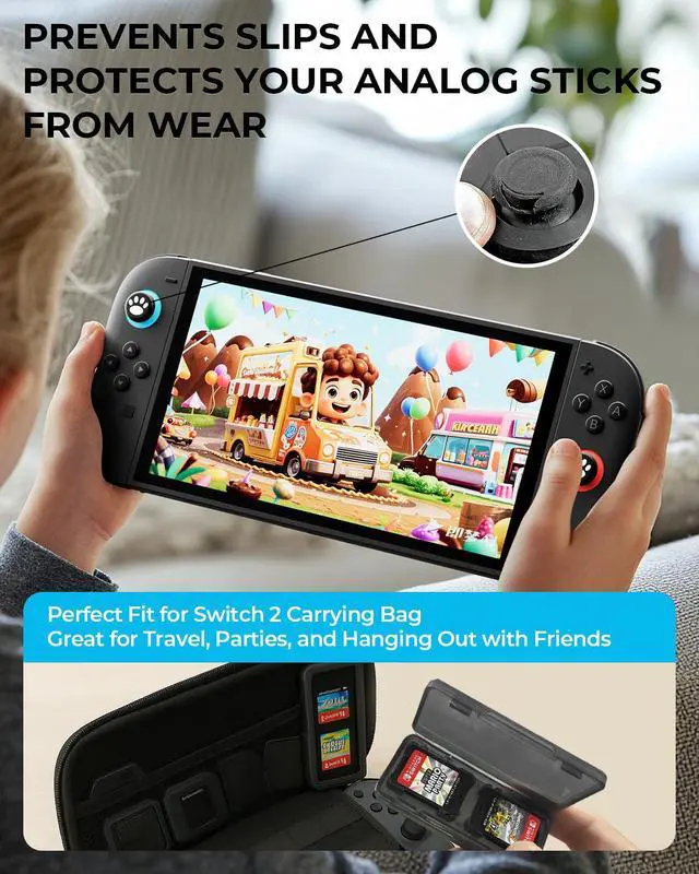 Alt view image 7 of 7 - Screen Protector Accessories for Nintendo, 10-In-1 Bundle: Tempered Glass, Dockable Case Clear Hard Shell, Two Protective Cover for Joycon Controller Thumb Grip, 2025 Switch2 Console Game Kit