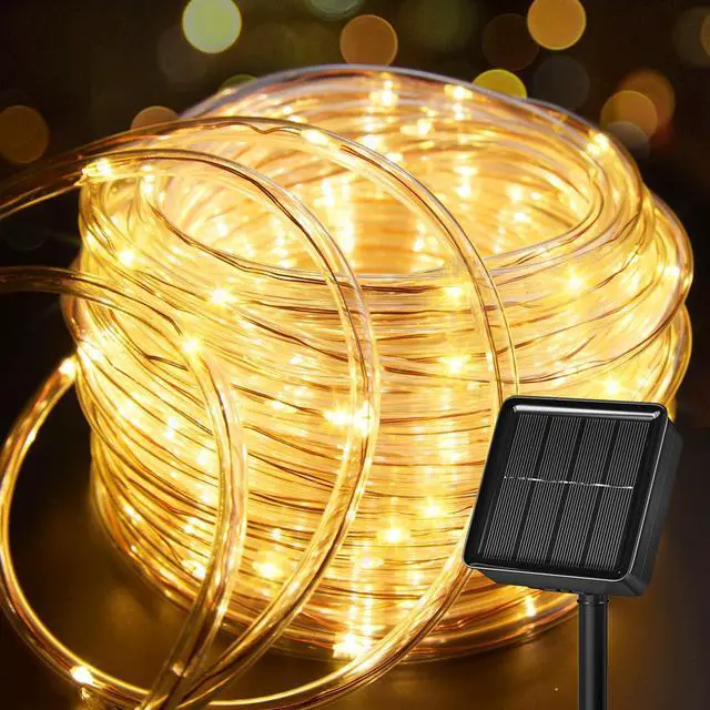Main image of 39FT 100LED Solar Rope Lights Outdoor Waterproof, Warm White