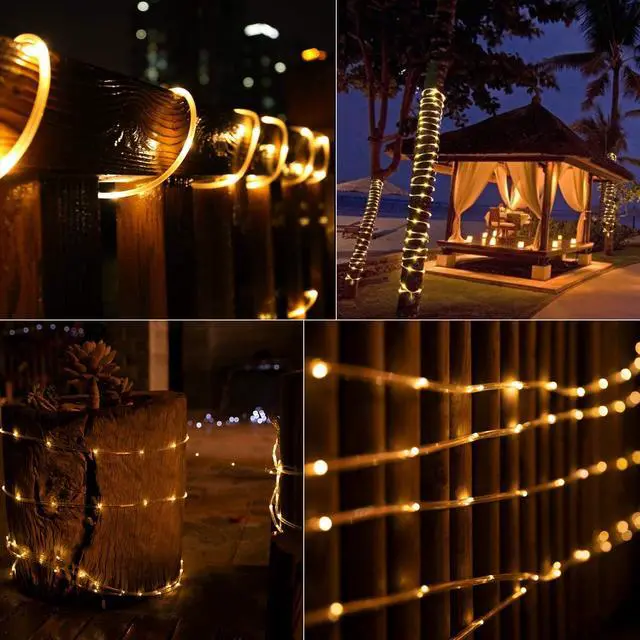 Alt view image 7 of 7 - 39FT 100LED Solar Rope Lights Outdoor Waterproof, Warm White
