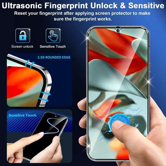 Alt view image 3 of 7 - 3 Pack for Google Pixel 9 Pro XL Screen Protector Tempered Glass + 3 Pack Camera Lens Protector, Military Grade Shatterproof, 9H Hardness, Fingerprint Unlock,Case Friendly 6.8 Inch