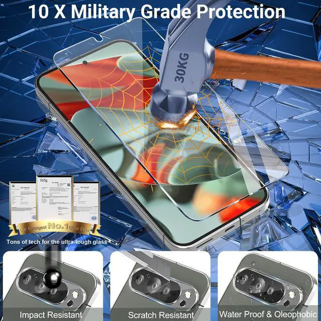 Alt view image 5 of 7 - 3 Pack for Google Pixel 9 Pro XL Screen Protector Tempered Glass + 3 Pack Camera Lens Protector, Military Grade Shatterproof, 9H Hardness, Fingerprint Unlock,Case Friendly 6.8 Inch