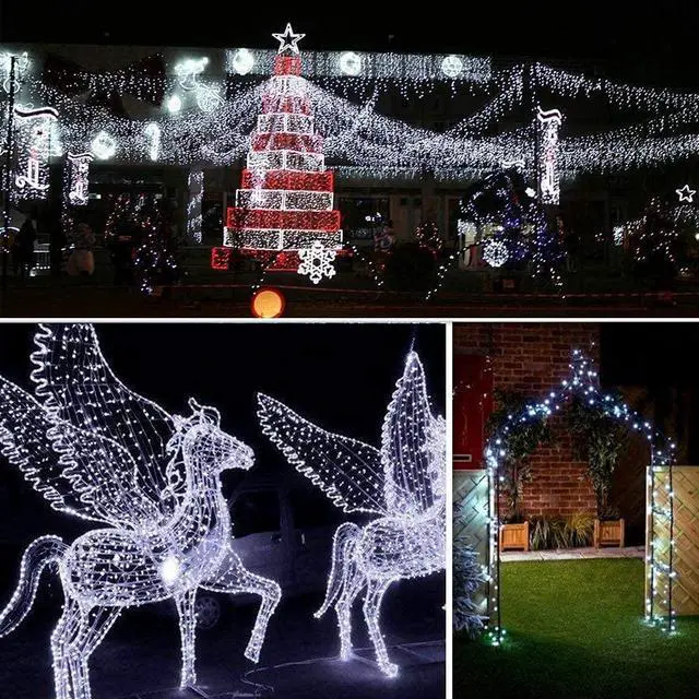 Alt view image 5 of 6 - Solar String Lights for Outside,2 Pack Total 240LED Solar Lights Outdoor Waterproof 24M/80Ft 8 Modes Outdoor Copper Wire Fairy Light Patio Decor Light,Yard,Porch Hanging Lightst (White)