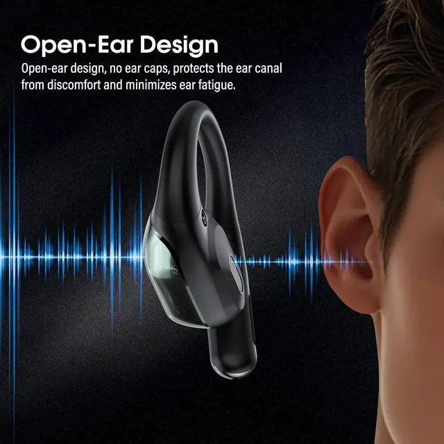 Alt view image 4 of 7 - Open Ear Headphones Bluetooth 6.0 Immersive Stereo, 2026 Wireless Sports Earbuds with Wide Area Tap, 45Hrs Lightweight Comfort Ear Buds with ENC Mic, IPX7 Waterproof Earphones for Gym/Running/Office