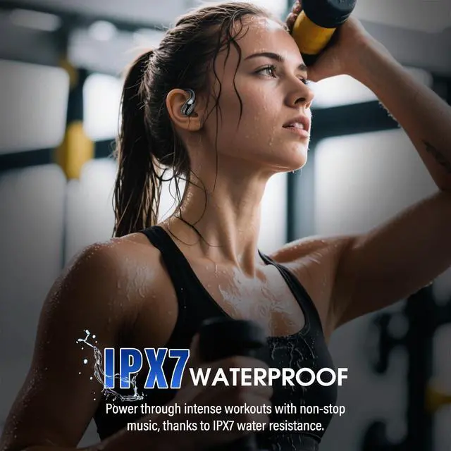 Alt view image 6 of 7 - Open Ear Headphones Bluetooth 6.0 Immersive Stereo, 2026 Wireless Sports Earbuds with Wide Area Tap, 45Hrs Lightweight Comfort Ear Buds with ENC Mic, IPX7 Waterproof Earphones for Gym/Running/Office