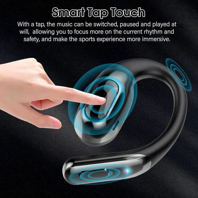 Alt view image 7 of 7 - Open Ear Headphones Bluetooth 6.0 Immersive Stereo, 2026 Wireless Sports Earbuds with Wide Area Tap, 45Hrs Lightweight Comfort Ear Buds with ENC Mic, IPX7 Waterproof Earphones for Gym/Running/Office