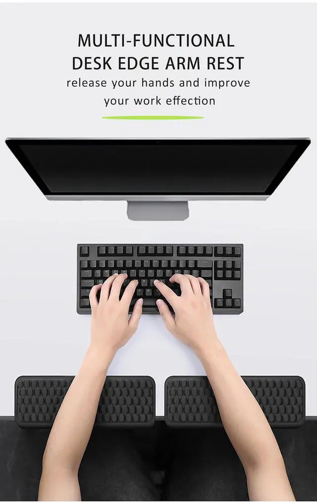 Alt view image 2 of 7 - 2Pcs L-Shaped Arm Rest for DeskErgonomic Keyboard Elbow Pads,Black