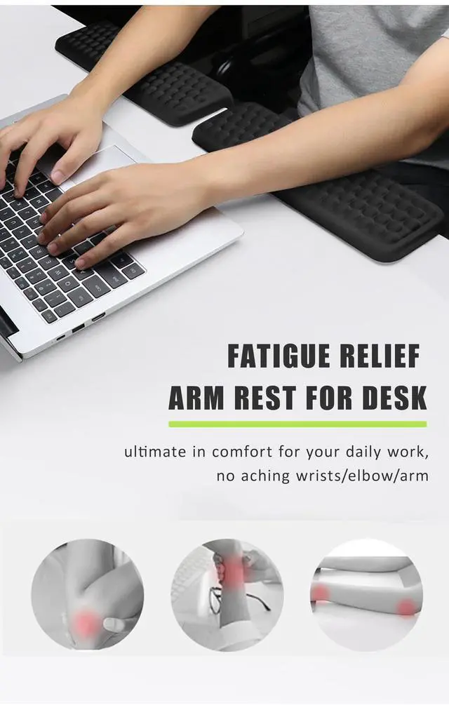 Alt view image 3 of 7 - 2Pcs L-Shaped Arm Rest for DeskErgonomic Keyboard Elbow Pads,Black