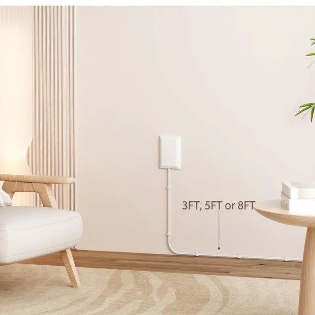 Alt view image 3 of 7 - Flat Plug Power Strip Wall Outlet, 3 AC Outlets, Ultra Thin Extension Cord, Multi Socket Extender for Home Office, Dorm Room Essentials for Girls and Boys (White 5ft)