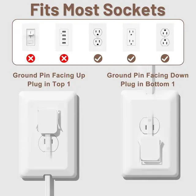 Alt view image 7 of 7 - Flat Plug Power Strip Wall Outlet, 3 AC Outlets, Ultra Thin Extension Cord, Multi Socket Extender for Home Office, Dorm Room Essentials for Girls and Boys (White 5ft)