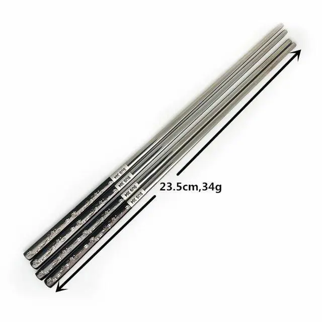 Alt view image 3 of 7 - 2Pairs Stainless Steel Chopsticks Reusable Dishwasher Black Silver