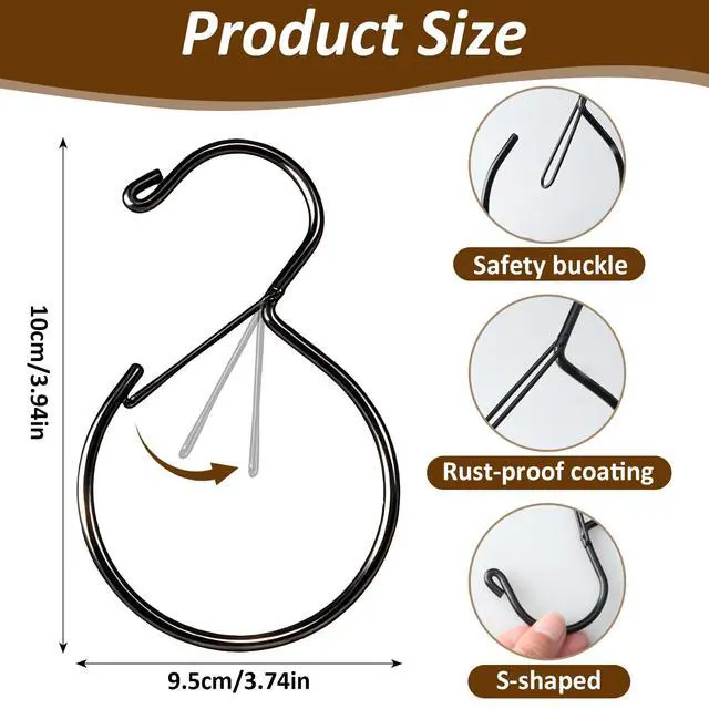 Alt view image 7 of 7 - 4 Pack Belt Hanger for Closet, Multipurpose Closet Hanger with S Hook, Rust-Resistant Metal Belt Organizer & Tie Rack for Belts, Ties, Scarves, Hats, Bags, Space Saving Wardrobe Storage (Black)