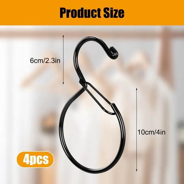 Alt view image 2 of 7 - 4 Pack Belt Hanger for Closet, Heavy Duty Metal Belt Organizer with S Hooks, Rustproof Tie Rack for Belts, Ties, Scarves, Bags & Accessories, Space Saving Closet Organizer