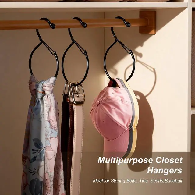 Alt view image 2 of 6 - Belt Hanger for Closet, Great Space Saving Belt Hanger, Durable and Sturdy Steel Material, Smooth & Burr-Free Surface, Easy to Use, Multipurpose Closet Hangers for Storing Ties, Scarfs, Hats, 4 Pack